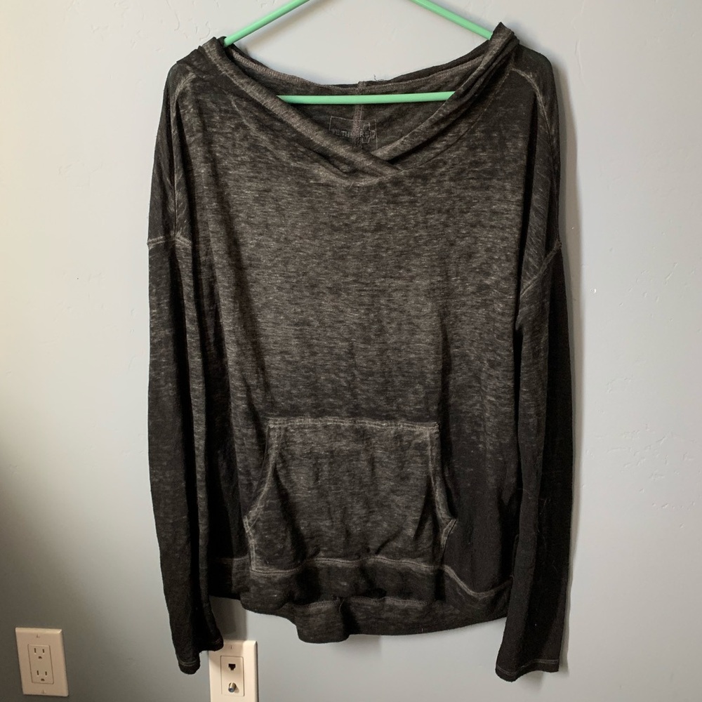 Free People Distressed Hooded Long Sleeve